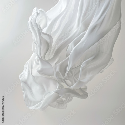 White fabric flowing gracefully in a light and airy abstract composition.