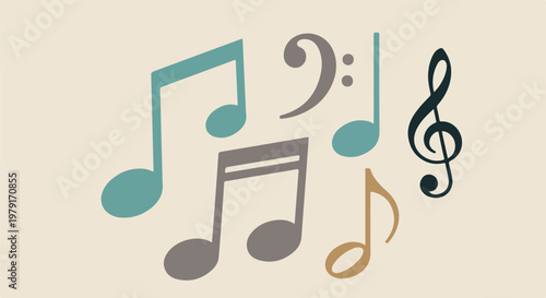 Colorful music notes and symbols 7.