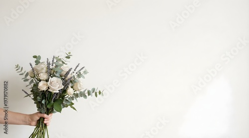 Flower Bouquet with Copy Space, Clean Floral Background for Advertising Design