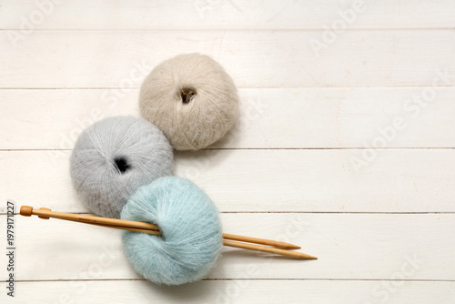 Colorful knitting yarn and ...