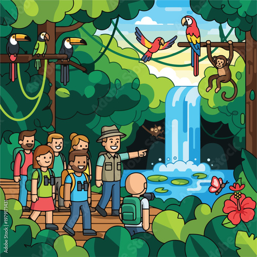 Group of People on Jungle Tour.