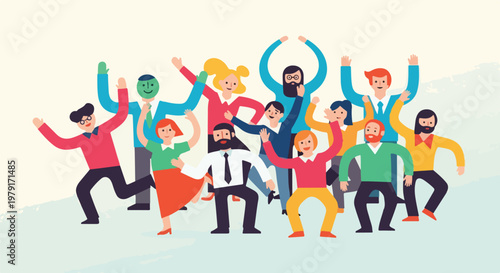 Group of People Jumping in Joy.