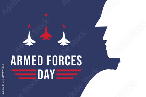 armed forces day background illustration with silhouette army