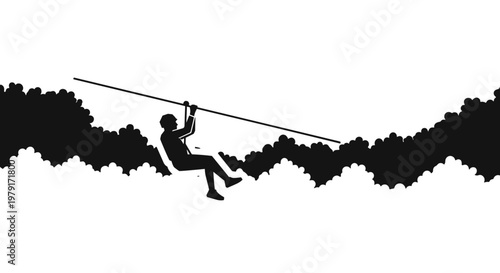 Man on a zip line.