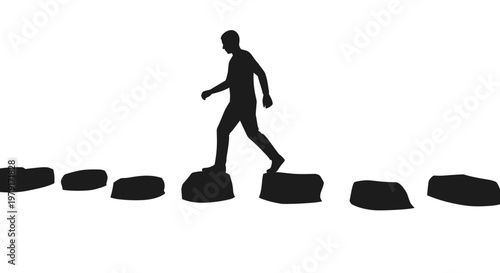 Man stepping on rocks path.