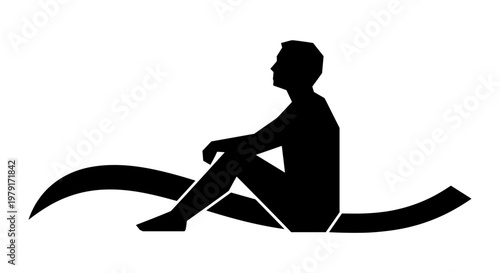 Man Sitting on a Surfboard.