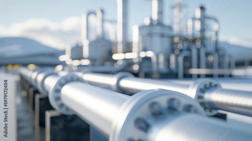 Fototapeta premium A carbon capture and storage facility in action, capturing CO2 emissions from industrial sources, with a focus on the infrastructure for transporting and storing captured carbon underground