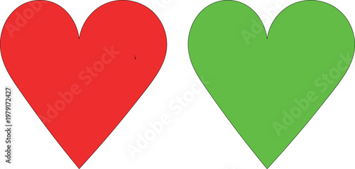 red and green heart on white background