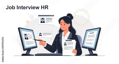 HR Manager Conducting Job Interview Online Using Laptop and Resumes