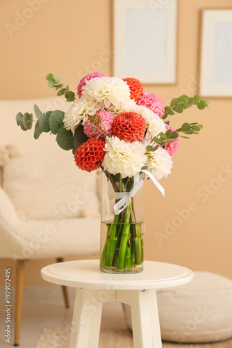 Vase with beautiful dahlia ...