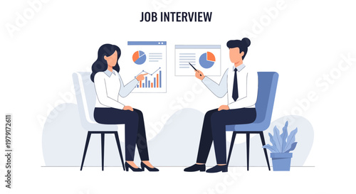 Job Interview: Business Meeting with Charts and Graphs