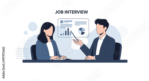 Job Interview: Businessman Explains Charts to Candidate Sitting at Desk