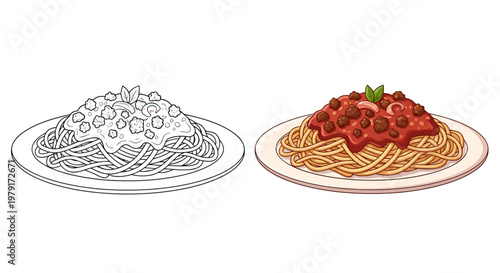 Spaghetti Bolognese with Meatballs and Sauce, Italian Food, Delicious Meal
