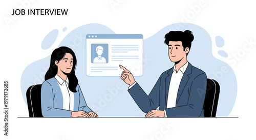 Job Interview: Candidate and Recruiter Discuss Resume on Screen
