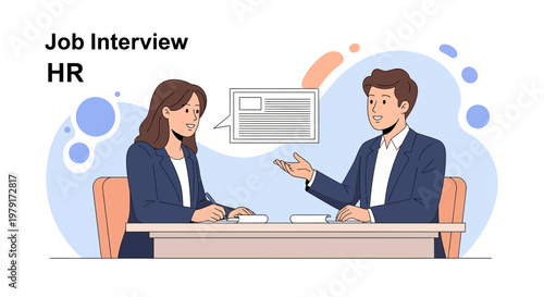 Job Interview HR: Candidate and Recruiter Discussing Resume at Desk
