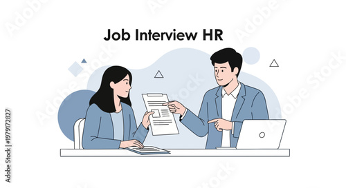 Job Interview HR: Candidate and Recruiter Discussing Resume at Desk