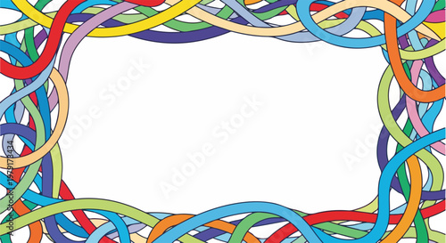 Colorful rubber bands twisted together.