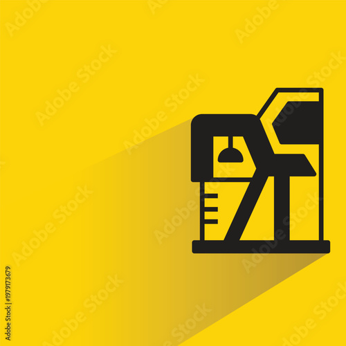 modern building icon with shadow on yellow background