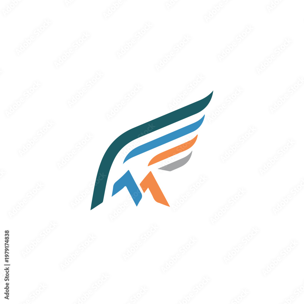 Fototapeta premium Multicolor abstract wing shape logo.