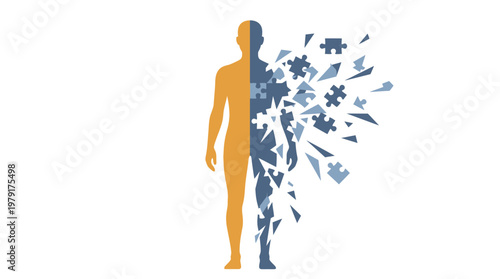 Person experiencing discomfort with a feeling of puzzle pieces disintegrating.