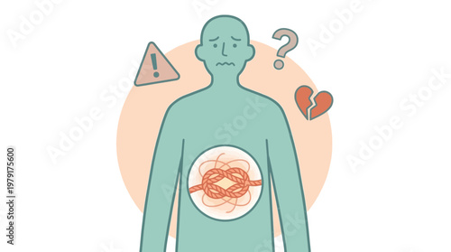 Person experiencing discomfort with a feeling of unease and worry