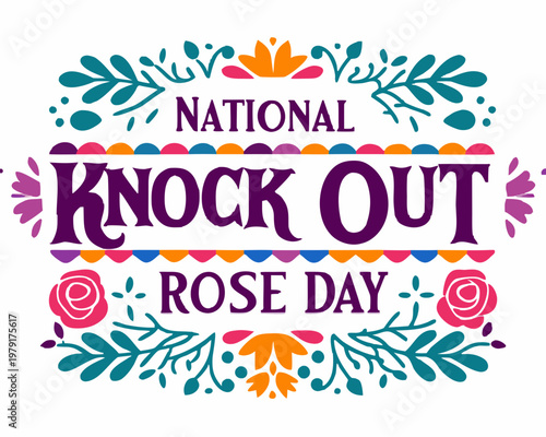 Knock Out Rose Flower Vector Art, National Rose Day Isolated on White Background