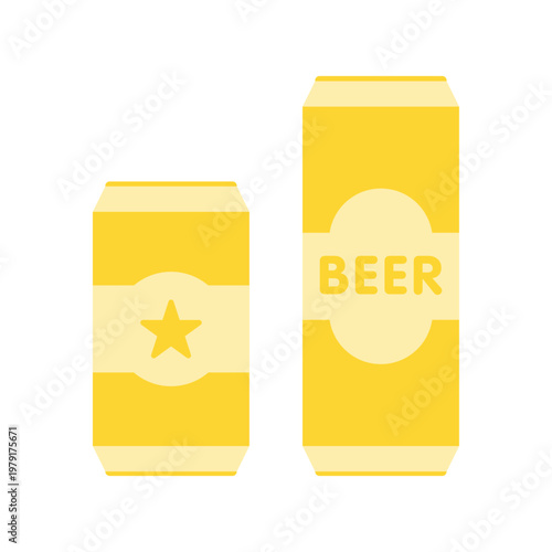 シンプルでかわいい黄色の缶ビールのイラスト バリエーションセット
