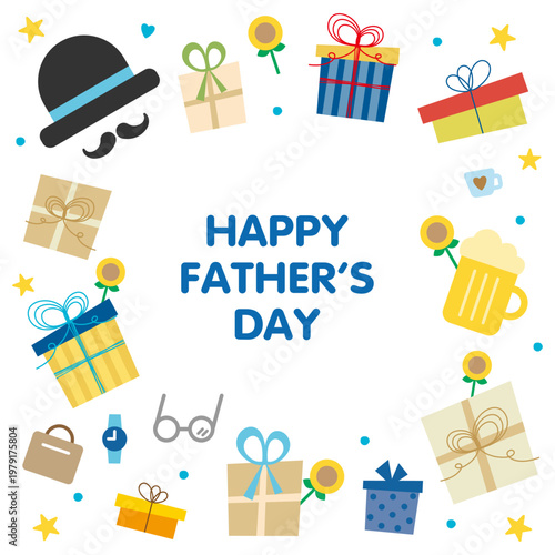 父の日のプレゼントを散りばめたかわいいフレーム