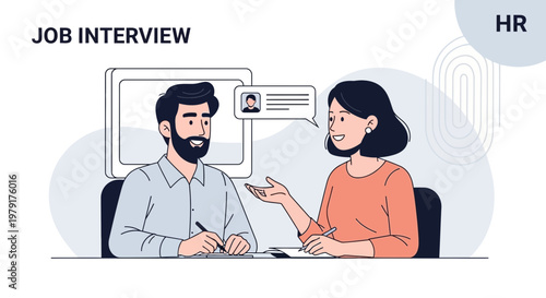 Job Interview: HR Manager Interviews Candidate Online via Video Call