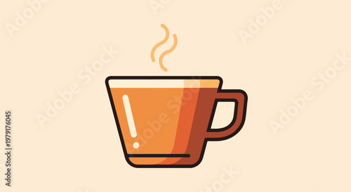 Hot Coffee Cup Illustration with Steam.