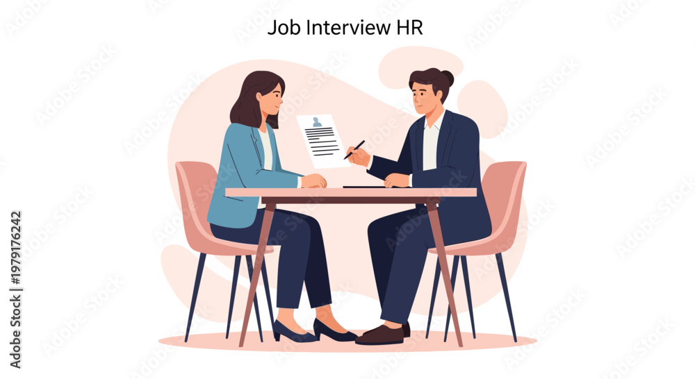 Fototapeta premium Job Interview HR: Woman Applicant Meets Recruiter for Career Opportunity