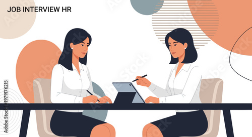 Job Interview HR: Two Women in Business Meeting, Discussing Career