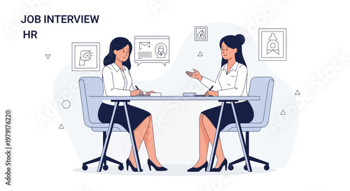 Job Interview HR: Two Women Discussing Career Opportunities in Office