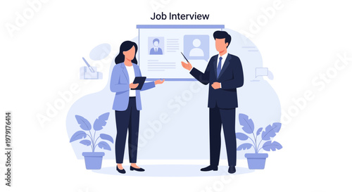 Job Interview: Recruiter and Candidate Discussing CV on Screen