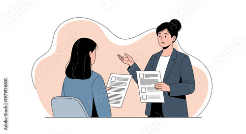 Job Interview: Woman Discussing Resume with Recruiter in Office