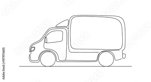 Delivery Truck Outline - Simple Line Art Icon for Logistics and Shipping Services