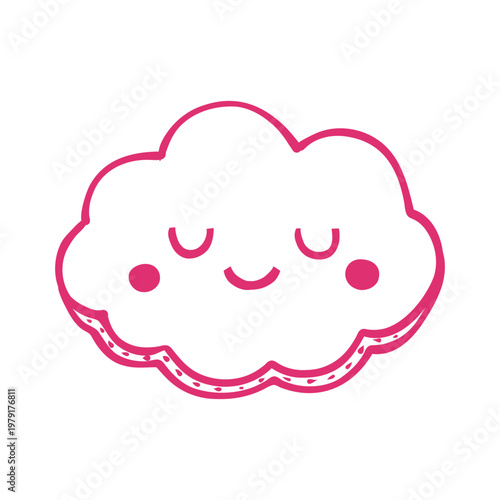 Cute cloud cookie kawaii line icon