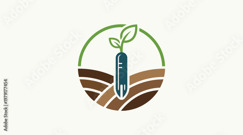 Minimalist Carrot with Leaves in a Circle Logo Design