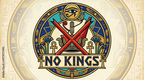 No Kings Egyptian-Themed Emblem Design