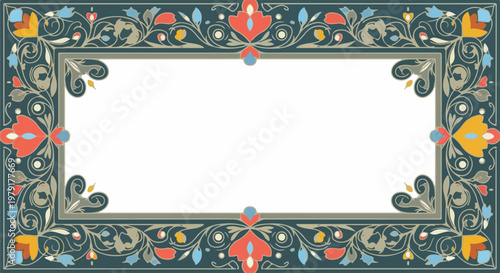 Decorative colorful ornamental frame border.
