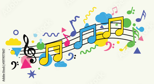 Colorful music notes and symbols 35.