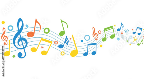 Billede på lærred Colorful music notes and symbols 36.