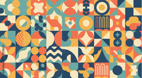 Vibrant Abstract Geometric Shapes and Patterns.