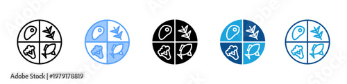 Diet Plate icon multiple style and collection