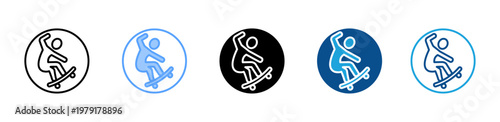 Skateboard icon multiple style and collection