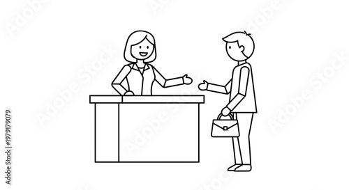 Woman and man at counter.