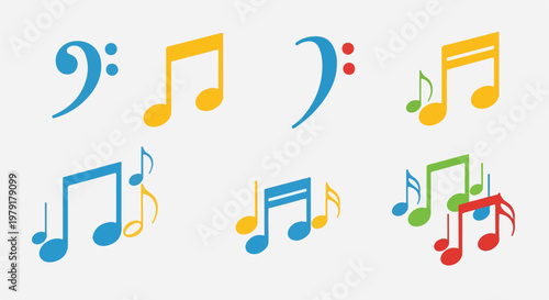 Colorful music notes and symbols 40.