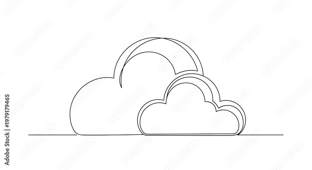 Fototapeta premium Minimalist Cloud Icon, Simple Line Art, Weather Symbol, Digital Art