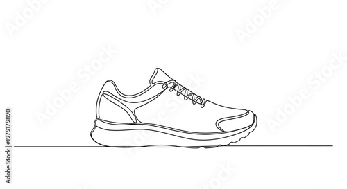 Single Line Drawing of a Sneaker Shoe, Minimalist Sport Shoe Illustration