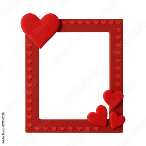 PNG Red heart-decorated photo frame